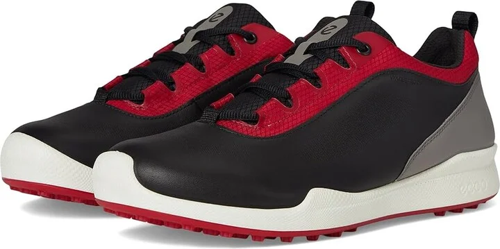 ECCO Golf Biom Hybrid Bny Waterproof Golf Shoe Men's Golf Shoes Black/Chili Red : EU 39 (US Men's 5-5.5) D - Medium, Leather
