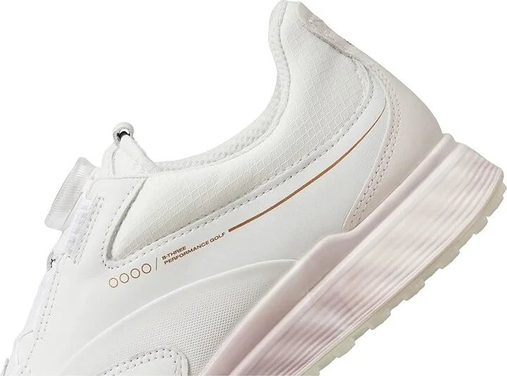 ECCO Golf S-Three Boa GORE-TEX(r) Waterproof Golf Hybrid Golf Shoes Women's Shoes White/Delicacy/White Steer Leather/Steer Leather/Textile - Image 4