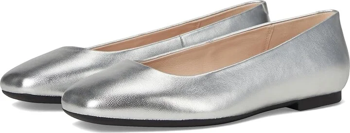 ECCO Margot Plain Ballerina Flat Women's Flat Shoes Pure Silver : EU 37 (US Women's 6-6.5) M, Leather