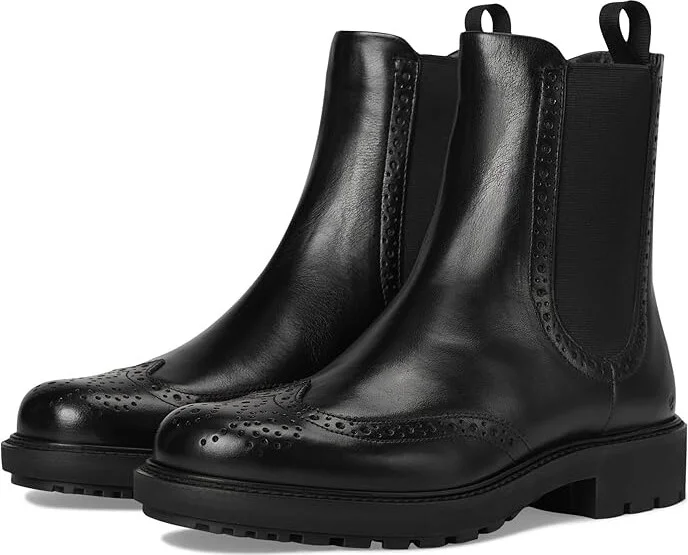 ECCO Metropole Oslo Chelsea Wingtip Boots Women's Boots Black : EU 36 (US Women's 5-5.5) M, Leather