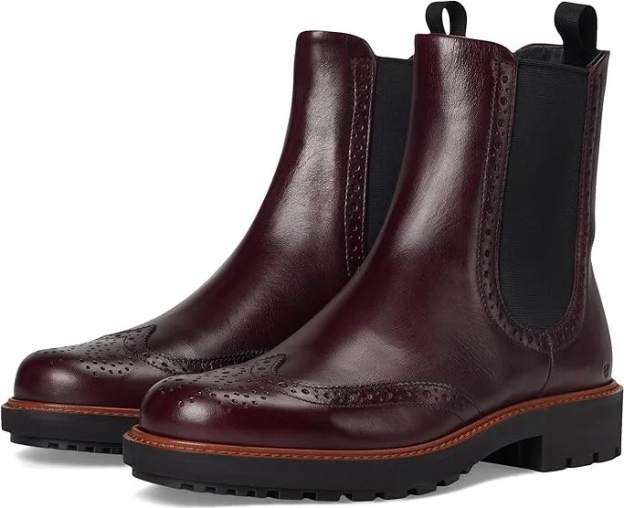 ECCO Metropole Oslo Chelsea Wingtip Boots Women's Boots Dark Ruby : EU 35 (US Women's 4-4.5) M, Leather