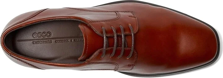 ECCO Milan Plain Toe Oxford Men's Lace Up Wing Tip Shoes Cognac : EU 41 (US Men's 7-7.5) D - Medium, Leather - Image 2