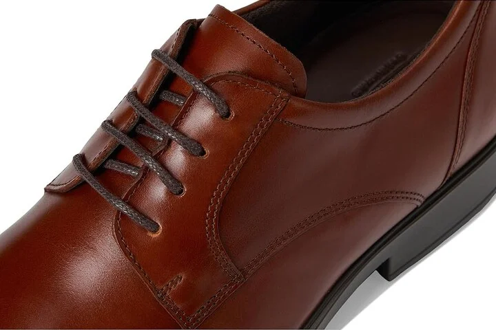 ECCO Milan Plain Toe Oxford Men's Lace Up Wing Tip Shoes Cognac : EU 41 (US Men's 7-7.5) D - Medium, Leather - Image 7
