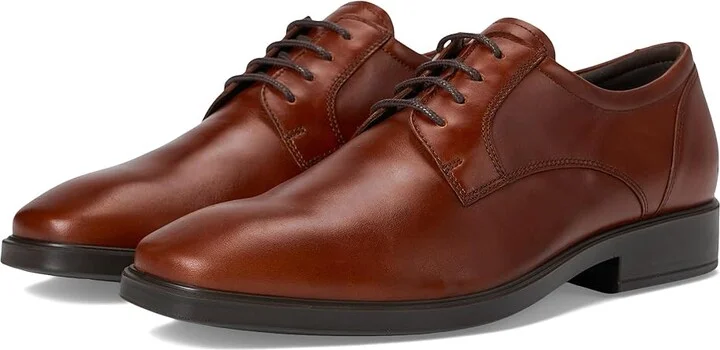 ECCO Milan Plain Toe Oxford Men's Lace Up Wing Tip Shoes Cognac : EU 41 (US Men's 7-7.5) D - Medium, Leather
