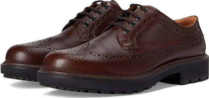 ECCO Oslo Wing Tip Oxford Men's Lace Up Wing Tip Shoes Potting Soil : EU 42 (US Men's 8-8.5) M, Leather