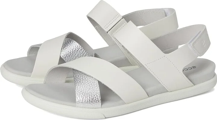 ECCO Samara Sandal Women's Sandals White/Pure Silver : EU 40 (US Women's 9-9.5) M, Leather