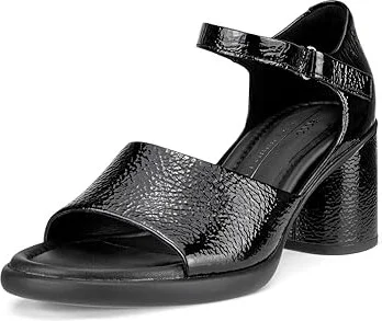 ECCO Sculpted 55 Luxe Ankle Strap Women's Sandals Black Crackled Leather : EU 39 (US Women's 8-8.5) M