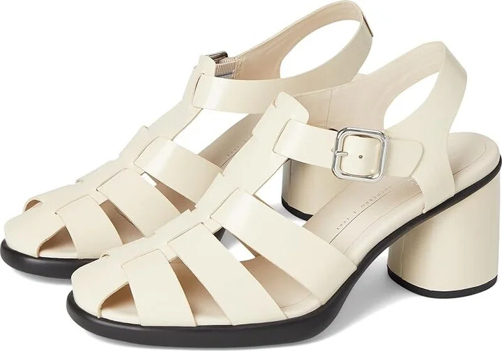 ECCO Sculpted 55 Luxe Fisherman Heel Sandal Women's Sandals Limestone : EU 41 (US Women's 10-10.5) M, Leather