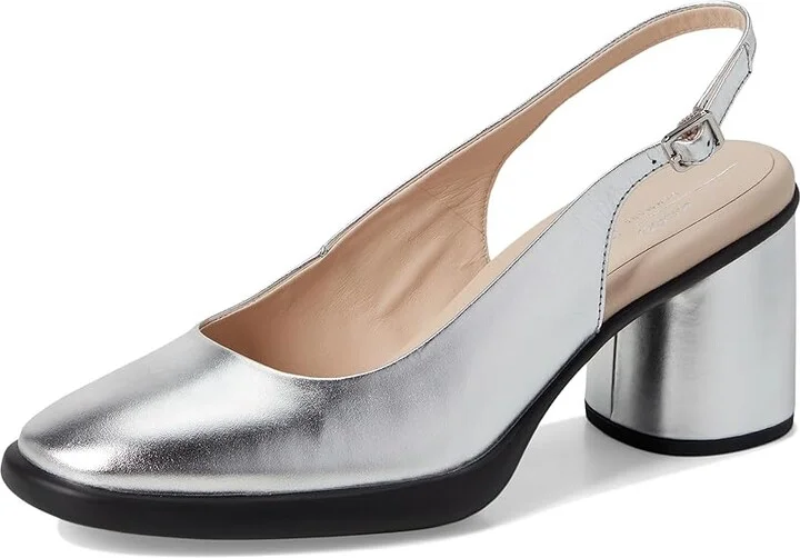 ECCO Sculpted 55 Luxe Slingback Pump High Heels Pure Silver : EU 37 (US Women's 6-6.5) M, Leather - Image 5