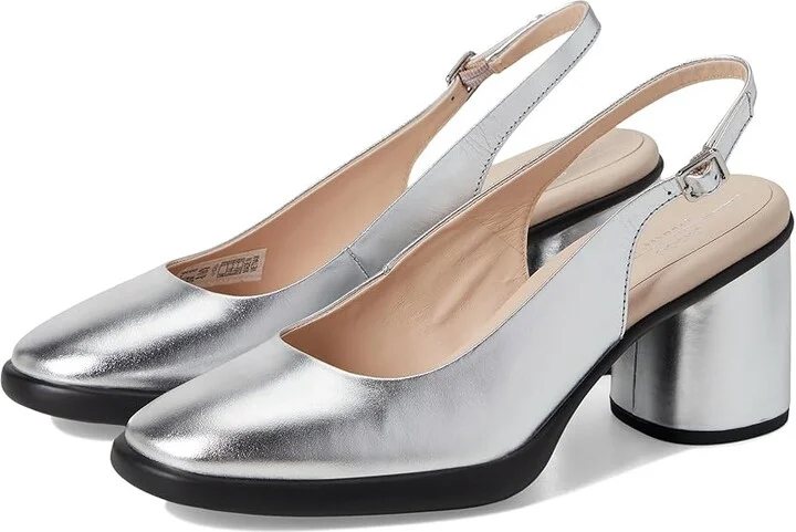 ECCO Sculpted 55 Luxe Slingback Pump High Heels Pure Silver : EU 37 (US Women's 6-6.5) M, Leather