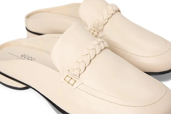 ECCO Sculpted Luxury Braided Mule Women's Flat Shoes Limestone : EU 41 (US Women's 10-10.5) M, Leather - Image 7