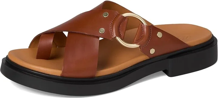 ECCO Seoul Toe Post Ring Ornament Slide Sandals Women's Wedge Shoes Amber : EU 37 (US Women's 6-6.5) B - Medium, Leather - Image 5