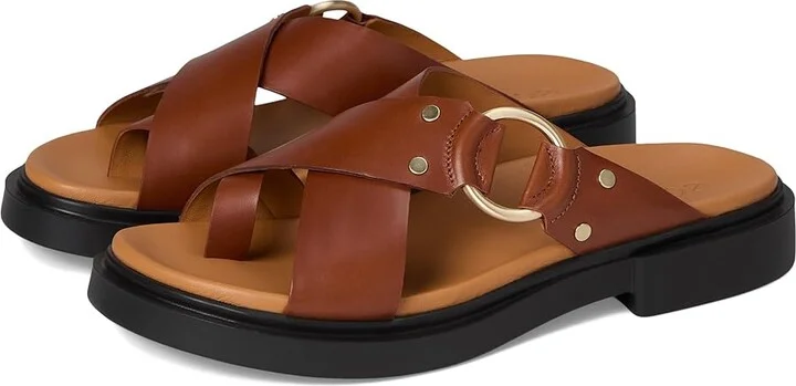 ECCO Seoul Toe Post Ring Ornament Slide Sandals Women's Wedge Shoes Amber : EU 37 (US Women's 6-6.5) B - Medium, Leather