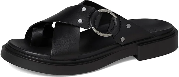 ECCO Seoul Toe Post Ring Ornament Slide Sandals Women's Wedge Shoes Black : EU 41 (US Women's 10-10.5) B - Medium, Leather - Image 5