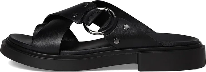 ECCO Seoul Toe Post Ring Ornament Slide Sandals Women's Wedge Shoes Black : EU 41 (US Women's 10-10.5) B - Medium, Leather - Image 6