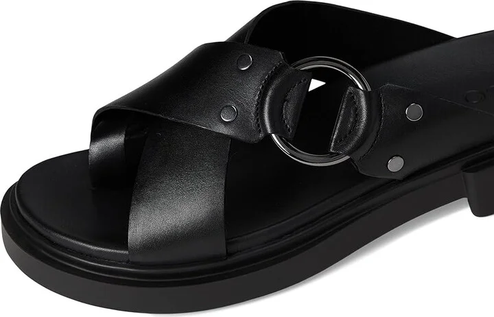ECCO Seoul Toe Post Ring Ornament Slide Sandals Women's Wedge Shoes Black : EU 41 (US Women's 10-10.5) B - Medium, Leather - Image 7