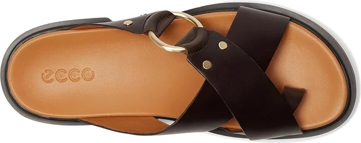 ECCO Seoul Toe Post Ring Ornament Slide Sandals Women's Wedge Shoes Coffee : EU 38 (US Women's 7-7.5) B - Medium, Leather - Image 2