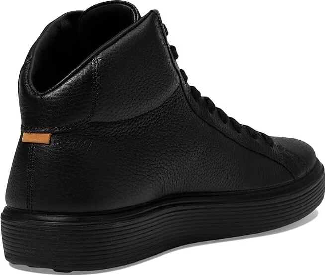 ECCO Soft 60 Premium High-Top Sneakers Men's Shoes Black Pebbled Leather : EU 39 (US Men's 5-5.5) M - Image 4