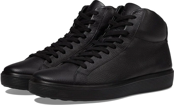 ECCO Soft 60 Premium High-Top Sneakers Men's Shoes Black Pebbled Leather : EU 39 (US Men's 5-5.5) M