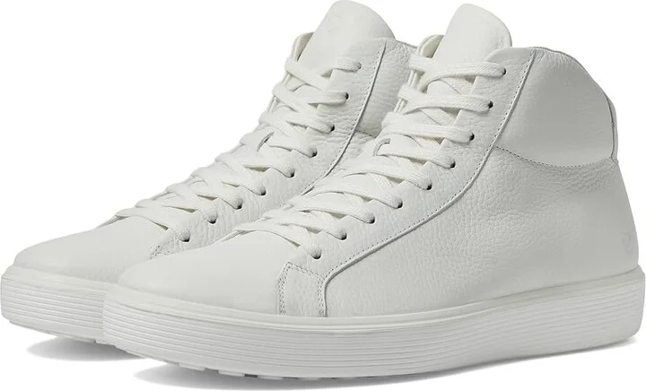 ECCO Soft 60 Premium High-Top Sneakers Men's Shoes White Pebbled Leather : EU 45 (US Men's 11-11.5) M