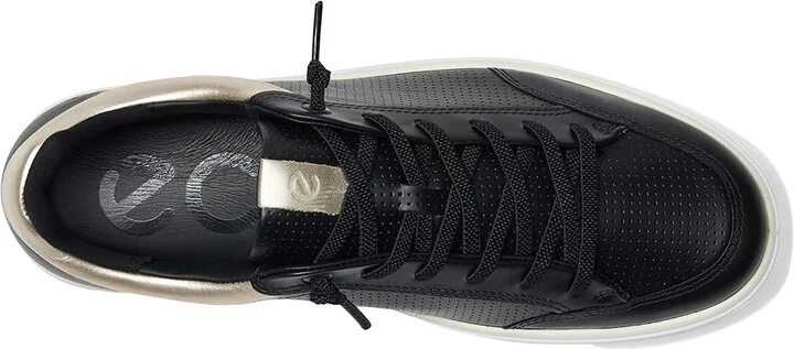 ECCO Soft 60 Sneaker Women's Dress Flat Shoes Black/Black/Pure White Gold : EU 37 (US Women's 6-6.5) M, Leather - Image 2