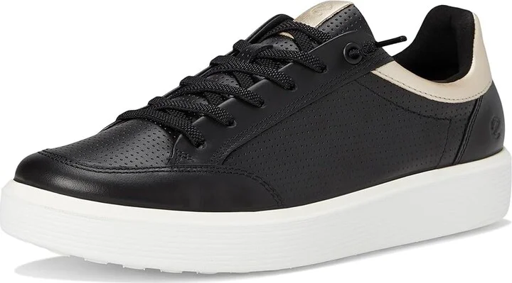 ECCO Soft 60 Sneaker Women's Dress Flat Shoes Black/Black/Pure White Gold : EU 37 (US Women's 6-6.5) M, Leather - Image 5