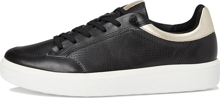 ECCO Soft 60 Sneaker Women's Dress Flat Shoes Black/Black/Pure White Gold : EU 37 (US Women's 6-6.5) M, Leather - Image 6
