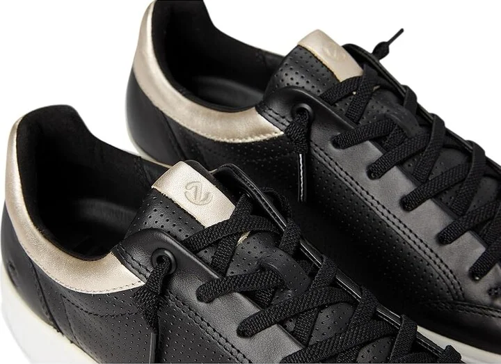 ECCO Soft 60 Sneaker Women's Dress Flat Shoes Black/Black/Pure White Gold : EU 37 (US Women's 6-6.5) M, Leather - Image 7