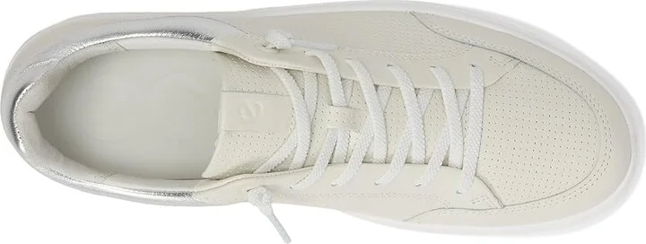 ECCO Soft 60 Sneaker Women's Dress Flat Shoes White/White/Pure Silver : EU 41 (US Women's 10-10.5) M, Leather - Image 2
