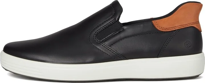 ECCO Soft 7 Easy Slip On Sneaker Men's Shoes Black/Cognac : EU 40 (US Men's 6-6.5) M, Leather - Image 6