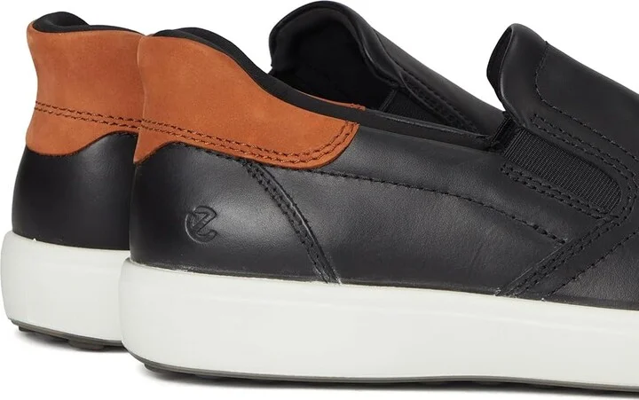 ECCO Soft 7 Easy Slip On Sneaker Men's Shoes Black/Cognac : EU 40 (US Men's 6-6.5) M, Leather - Image 7