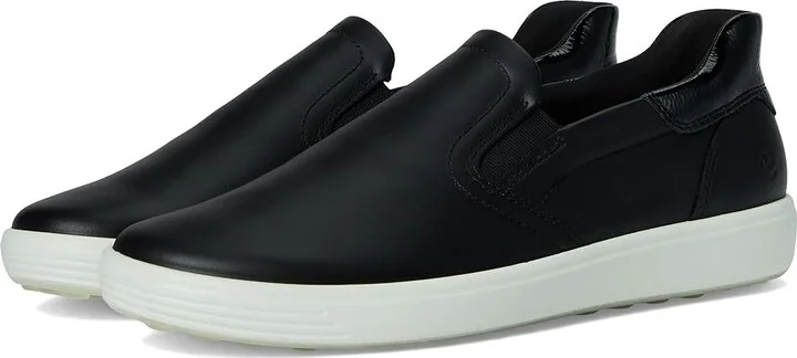ECCO Soft 7 Easy Slip-On Sneaker Women's Shoes Black/Patent Black : EU 41 (US Women's 10-10.5) M, Leather