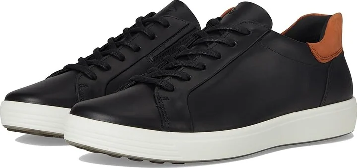 ECCO Soft 7 Easy Slip Sneaker Men's Shoes Black/Cognac : EU 44 (US Men's 10-10.5) M, Leather
