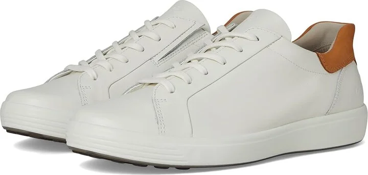 ECCO Soft 7 Easy Slip Sneaker Men's Shoes White/Lion : EU 41 (US Men's 7-7.5) M, Leather