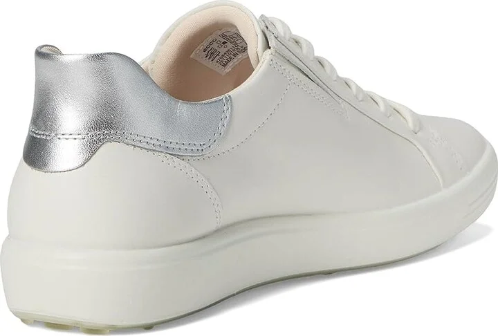 ECCO Soft 7 Easy Slip Sneaker Women's Shoes White/Pure Silver : EU 36 (US Women's 5-5.5) M, Leather - Image 4