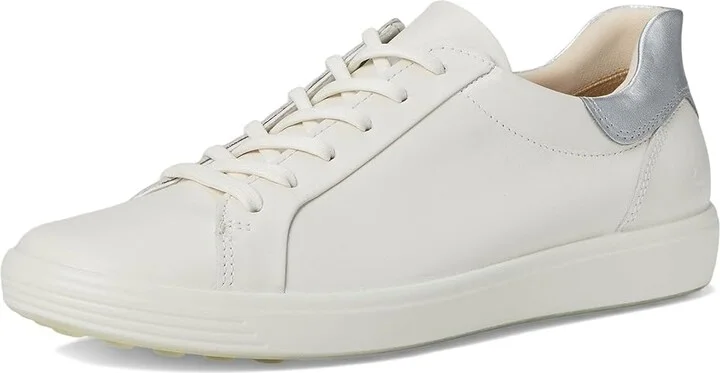 ECCO Soft 7 Easy Slip Sneaker Women's Shoes White/Pure Silver : EU 36 (US Women's 5-5.5) M, Leather - Image 5