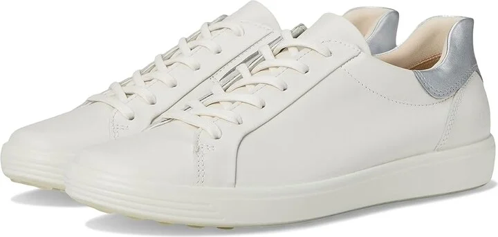 ECCO Soft 7 Easy Slip Sneaker Women's Shoes White/Pure Silver : EU 36 (US Women's 5-5.5) M, Leather