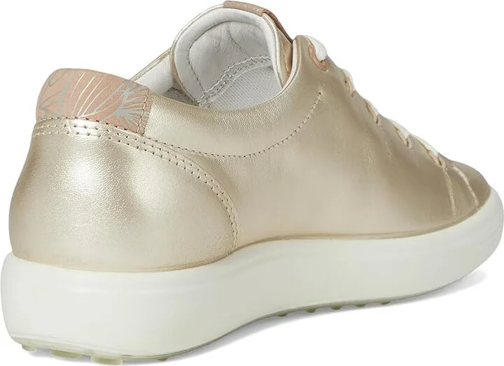 ECCO Soft 7 Floral Sneaker Women's Shoes Pure White Gold Floral Trim : EU 37 (US Women's 6-6.5) M, Leather - Image 4