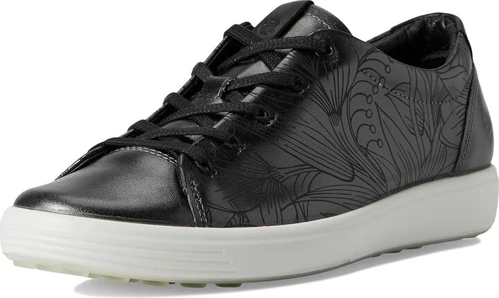 ECCO Soft 7 Floral Sneaker Women's Shoes Silver Metallic Floral : EU 36 (US Women's 5-5.5) M, Leather - Image 5