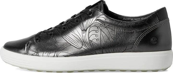 ECCO Soft 7 Floral Sneaker Women's Shoes Silver Metallic Floral : EU 36 (US Women's 5-5.5) M, Leather - Image 6