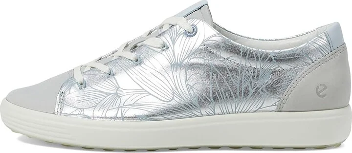 ECCO Soft 7 Floral Women's Shoes Pure Silver/Concrete : EU 41 (US Women's 10-10.5) M, Leather - Image 6