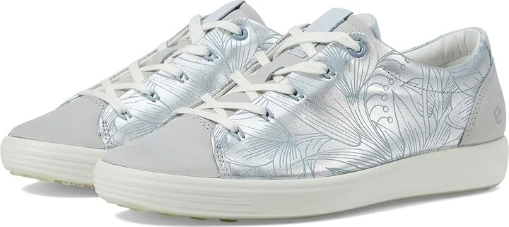 ECCO Soft 7 Floral Women's Shoes Pure Silver/Concrete : EU 41 (US Women's 10-10.5) M, Leather