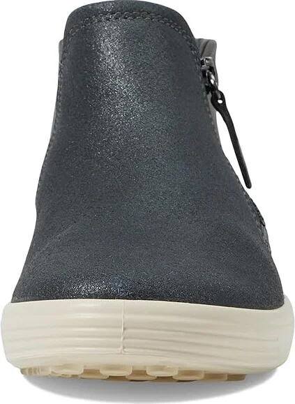 ECCO Soft 7 Low Cut Zip Bootie Women's Shoes Silver Metallic/Magnet Nubuck : EU 36 (US Women's 5-5.5) M, Leather - Image 5