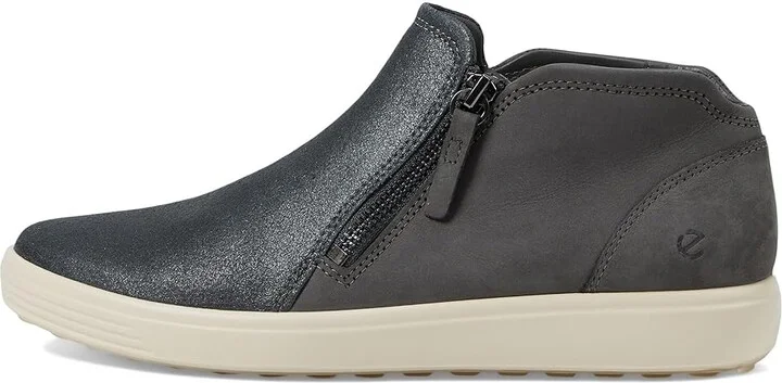 ECCO Soft 7 Low Cut Zip Bootie Women's Shoes Silver Metallic/Magnet Nubuck : EU 36 (US Women's 5-5.5) M, Leather - Image 6