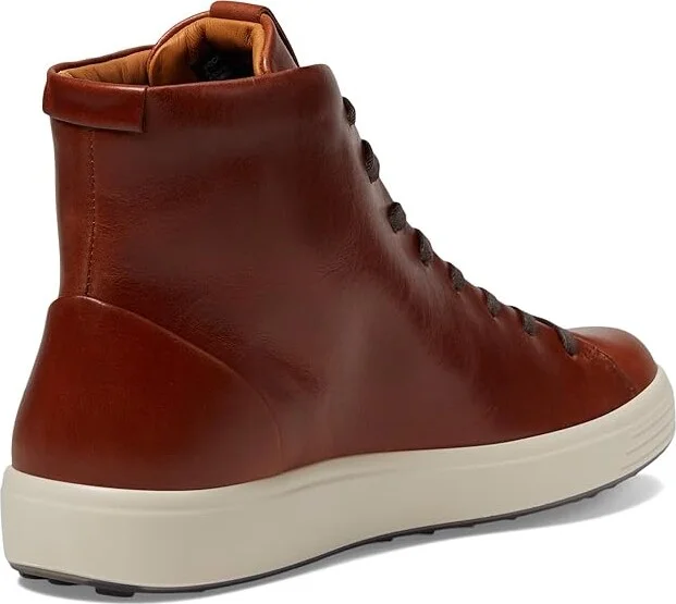 ECCO Soft 7 Premier High-Top Sneakers Men's Shoes Cognac : EU 43 (US Men's 9-9.5) M, Leather - Image 4