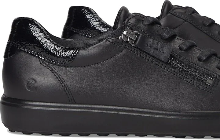 ECCO Soft 7 Side Zip Lace Sneakers Women's Shoes Black : EU 35 (US Women's 4-4.5) M, Leather - Image 7