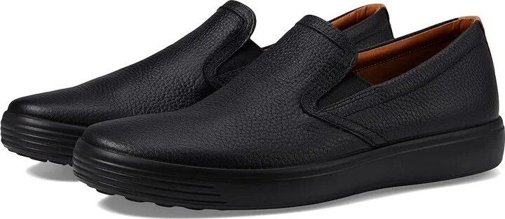 ECCO Soft 7 Slip-On 2.0 Perforated Men's Shoes Black/Lion : EU 39 (US Men's 5-5.5) M, Leather