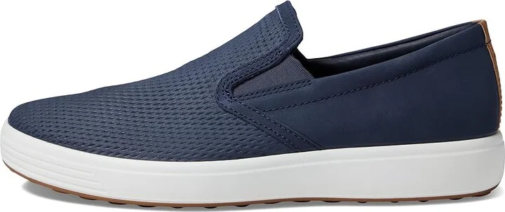 ECCO Soft 7 Slip-On 2.0 Perforated Men's Shoes Marine/Marine/Lion : EU 40 (US Men's 6-6.5) M, Leather - Image 6