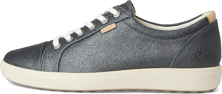 ECCO Soft 7 Sneaker Women's Lace up casual Shoes Silver Metallic Suede : EU 37 (US Women's 6-6.5) M, Leather - Image 6