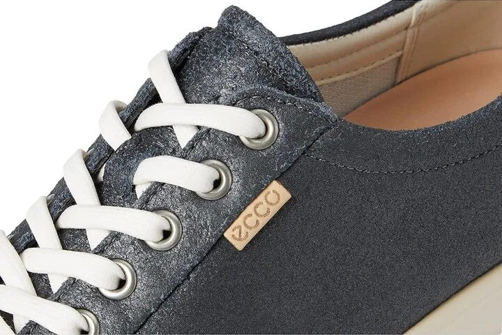 ECCO Soft 7 Sneaker Women's Lace up casual Shoes Silver Metallic Suede : EU 37 (US Women's 6-6.5) M, Leather - Image 7